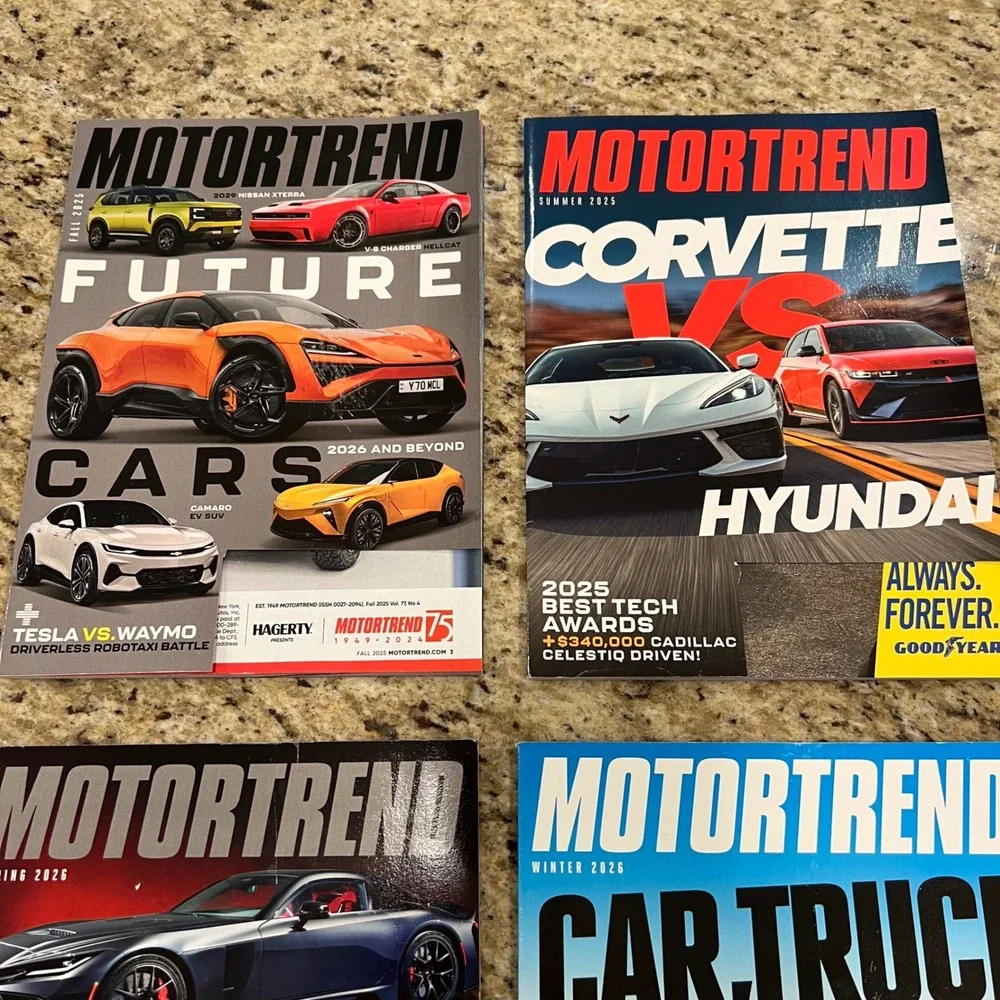 MotorTrend Magazine Lot 4 Issues 2025-2026 Future Cars Corvette Car of the Year